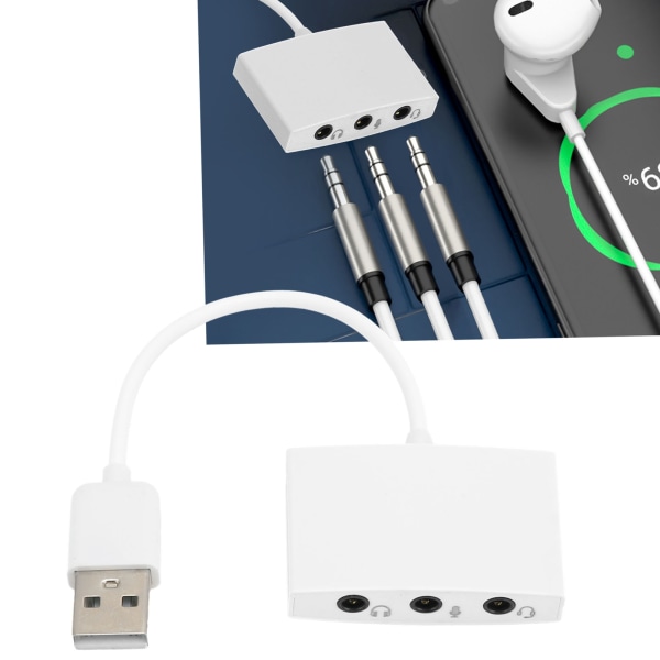USB ljudkort Stark kompatibilitet Uppnå bättre ljudkvalitet Externt stereoljudkort för stationär bärbar dator