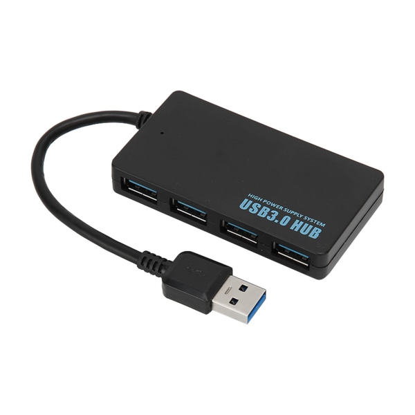 USB3.0 Hub 4 portar Bra värmeavledning 5Gbps Höghastighetsöverföring USB3.0 Splitter Dockningsstation Svart