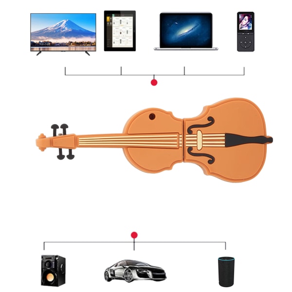 Violin Modeling USB Stick Härligt hemkontor USB minne för musikdatalagring64GB