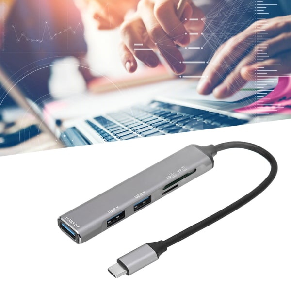 USB C Hub 5 i 1 Plug and Play Typ C Hub Metall Elektronik Typ C Dockningsstation USB C Adapter för Windows för Linux Svart
