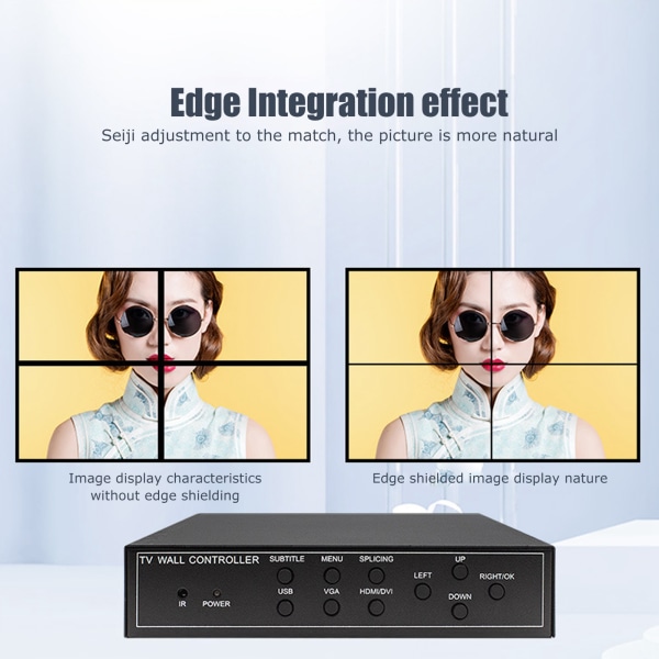 4-kanals Video Wall Controller HD Multimedia Interface 1 in 4 Out TV Wall Processor för TV 100‑240VUS Plugg