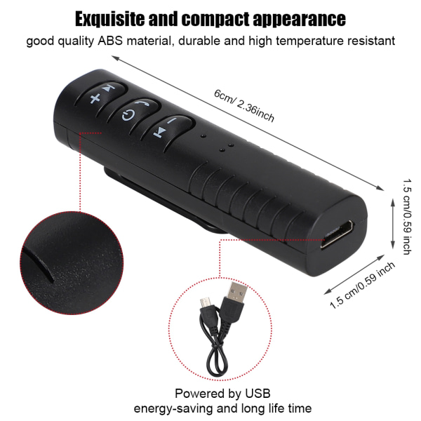 Mini Car Bluetooth 4.1 USB 3.5MM AUX Stereo Audio Receiver Musikhögtalare Hörlurar Mobiltelefon