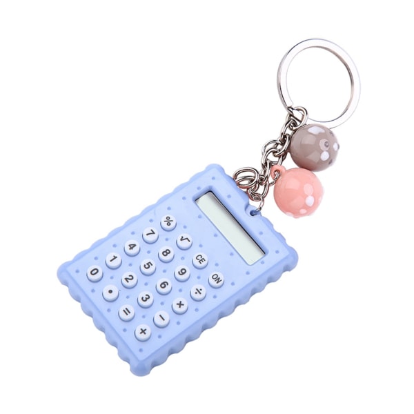 Mini Portable Cute Cookies Style Key Chain Calculator Candy Color Pocket Calculator (blå)