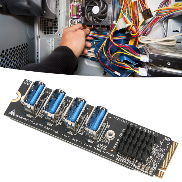 M.2 till PCIe expansionskort PCIE 4 portar Stark anti-störning Stabil överföring M.2 till Pcie 4 portar