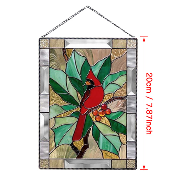 Cardinal färgade fönsterpanel Glasfönsterhängande för väggdekoration