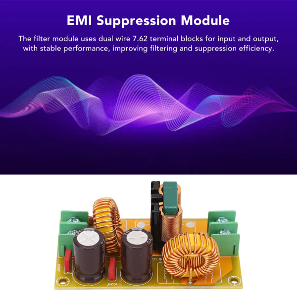 EMI-filtermodul Elektromagnetiskt störningsfilter DC- power LC-filterskyddskort 50V 10A