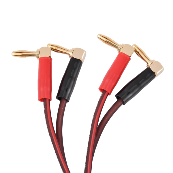 HI-FI ren koppar högtalarkabel rät vinkel L-typ Bananpluggar Linjetråd Röd &amp; Svart 1 meter