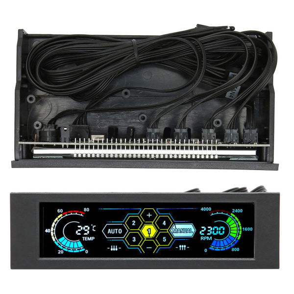 Dator Temp Monitor PVC Lins Panel Display 5 Sets Fläkt Temperatur Controller för PC