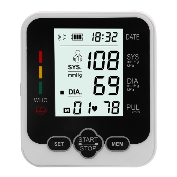 Automatisk röstsändning Handledsblodtrycksmätare LCD-skärm blodtrycksdetektor