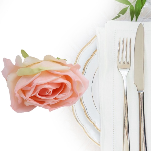 2st Nyhet träservettspänne konstgjord blommig servettring för festivalbordsdekoration Rosa