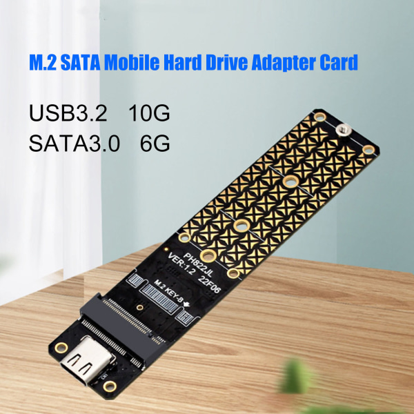 M.2 till USB adapter NGFF M.2 Bkey SATA-hårddisk SSD till USB3.2 Typ C 10G Adapterkortstöd 2230 2242 2260 2280 SSD-storlek