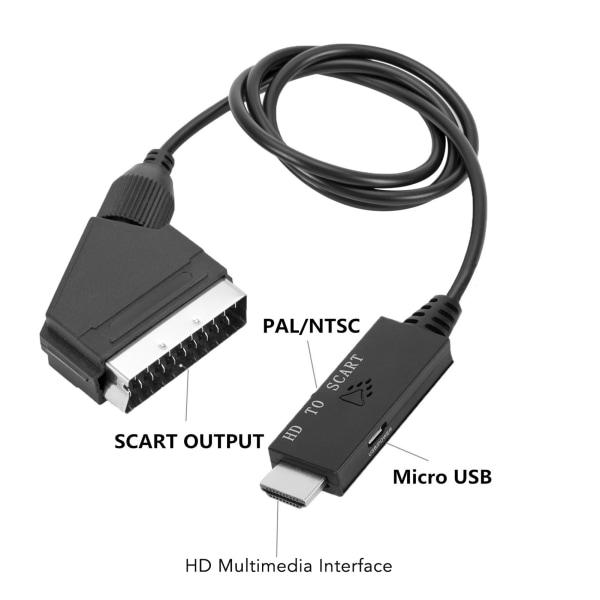 HD Multimedia Interface till Scart-kabel Stöd PAL NTSC HD till Scart Converter Adapter Kabel för TV VHS VCR DVD