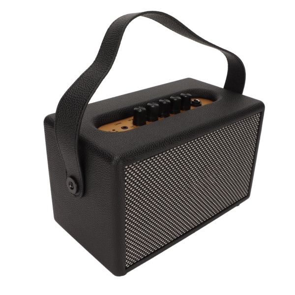 Läder Vintage Bluetooth högtalare Bärbar Heavy Bass Music Player Trådlös högtalare för Outdoor Performance Party Svart