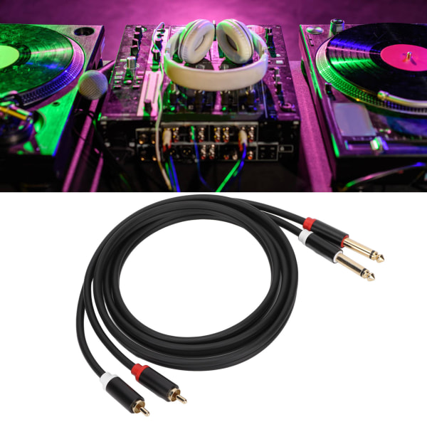 1/4 tum Dual RCA till Dual TS-kabel 4,9 fot 6,35 mm 2 RCA-port till 2 TS-portskabel Stereokopplingssladd