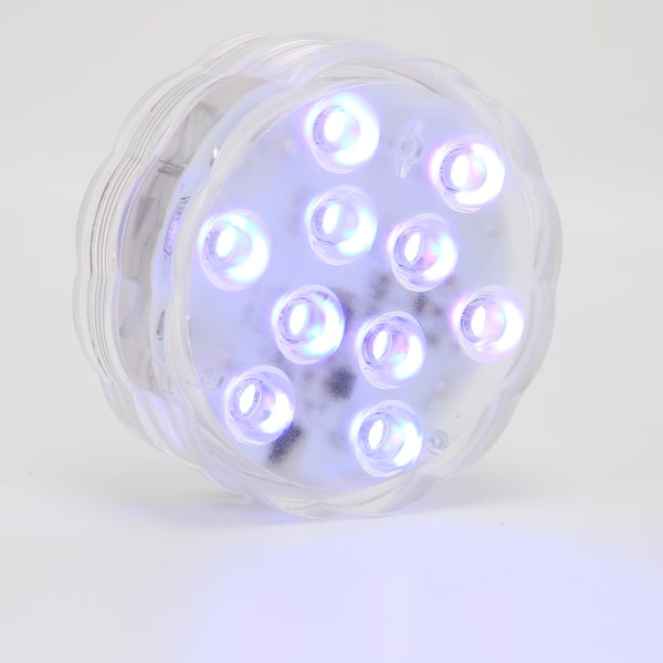 Dränkbara LED-lampor IP68 Vattentät 10 LEDs 16 Ljuseffekter Batteridriven spotlight med fjärrkontroll