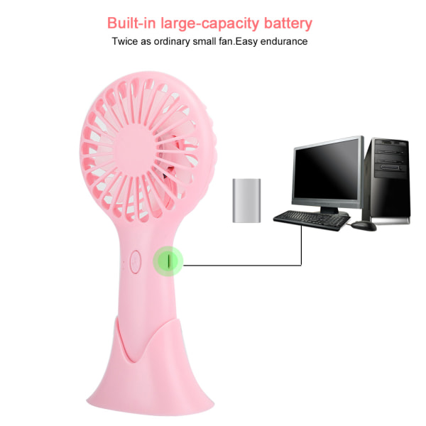 Handhållen fläkt Minikylsystem Hemmakontorstillbehör 3-Speed ​​Desktop Electric PortablePink