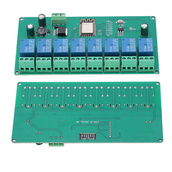 Relämodul WIFI 8-kanals ESP8266 utvecklingskort för trådlös kontroll DC 7-28V / 5V