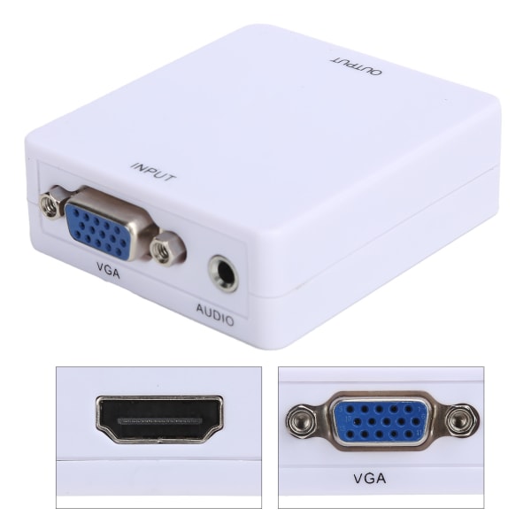 VGA till High Definition Multimedia Interface Converter Mini HD 1080P Conversion Box AdapterWhite