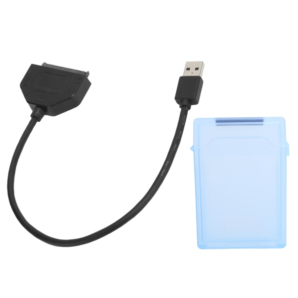 2.5in SATA USB 3.0 Adapter SSD HDD Hårddiskkabel Datortillbehör Skyddsbox (blå)