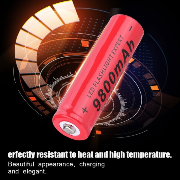 10PCS 18650 9800mAh uppladdningsbart batteri Ministorlek Bärbar Stor kapacitet Röd