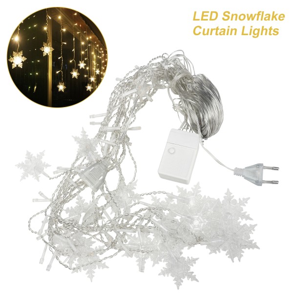 LED snöflingor Gardinljussnöre för jul
