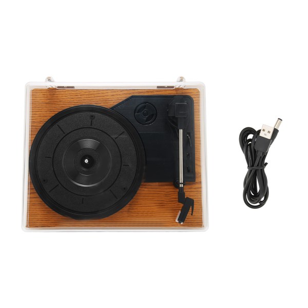 Skivspelare 3-hastighets Bluetooth 5.0 inbyggd stereohögtalare Dammtät vinyl skivspelare med cover