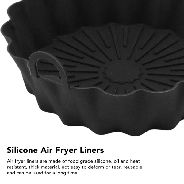 7,5 tum Air Fryer Liners Livsmedelsklass Förhindrar Stick Återanvändbar Air Fryer silikongryta för att byta ut pergamentpapper Svart