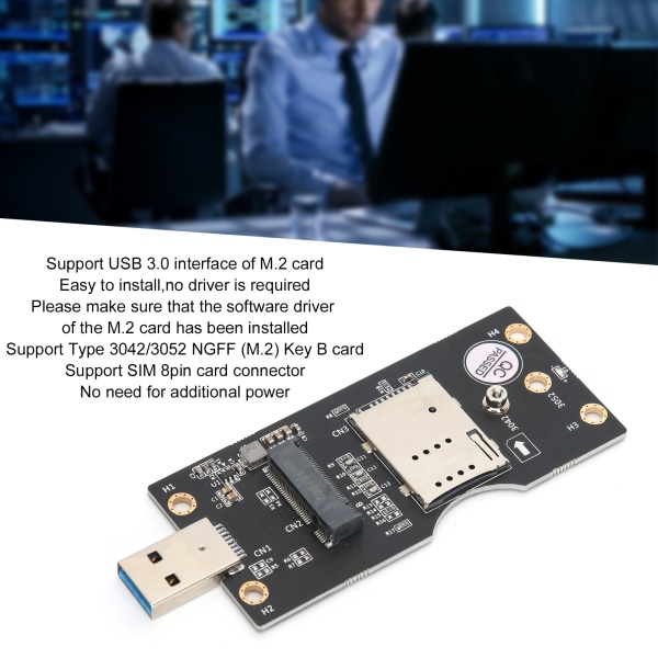 M.2 till USB 3.0 Adapter Riser Card med SIM-kortplats Datortillbehör Nyckel B NGFF