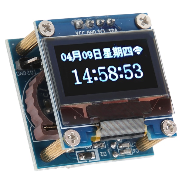 Klockmodul 0,96 tum OLED-skärm WiFi PCB-kort MICRO USB 5V med 40mAh knappbatteri