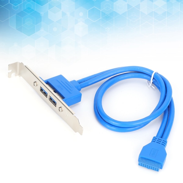 Dubbel USB Baffel-kabel Moderkort 19-stift till Dual Port A Honförlängning Bakre panelfäste Blå