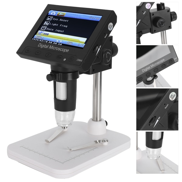 4,3 tum DM4 1000X 2,0 MP USB digitalt elektroniskt mikroskop 8 LCD-skärm VGA-förstoringsglas