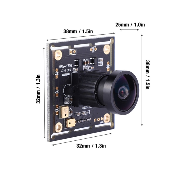 2 miljoner pixlar 140° vidvinkelobjektiv USB kameramodul med OV2710-chip