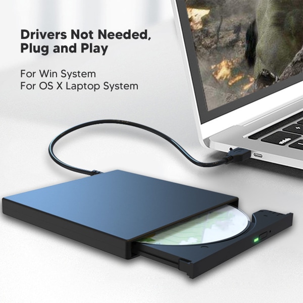 Extern DVD-enhet USB 2.0 Plug and Play Lågt brus Stabil Hållbar DVD-enhet för bärbar dator Desktop AIO