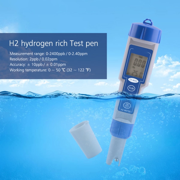 Vattenkvalitetsmätare med hög noggrannhet temperaturvätgasmätare med LED-display för dricksvattenakvarium