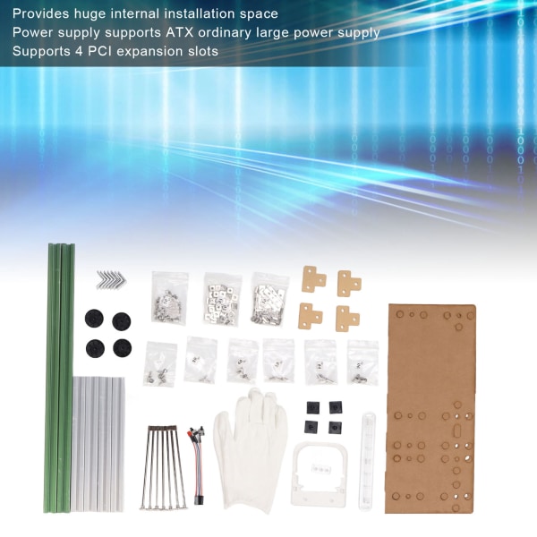 ATX Dator Open Case Bracket Bra stöd för värmeavledning 4 PCI Slot Färgad aluminiumlegering DIY Bar Ram för Hem Grön Silver