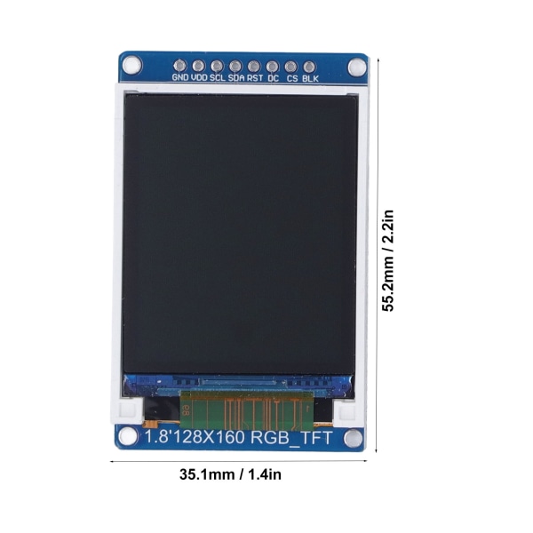 1,8 tums TFT LCD-skärm för ST7735 Chip IPS Port 128x160P HD fullfärgsskärm 3,3V