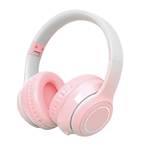 Bluetooth hörlurar Kraftig basbrusreducerande hopfällbar gradientfärg Trådlöst headset med ljus för telefon Laptop Rosa