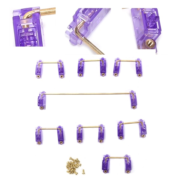 Mekanisk tangentbordsstabilisator 2 specifikationer med Golden Wire Keycap-tillbehör för DIYTransparent Lila