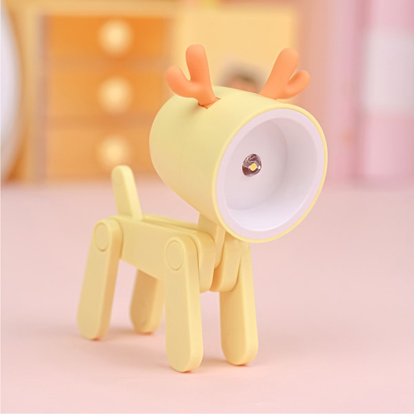 Mini Cute Pet Night Light Kawaii LED-bordslampa Ins Mini Cute Little Telefonställ Dekorativa inredningsartiklar Gul hjort