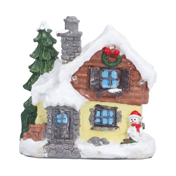 Vintersnö Julhus Miniatyr inomhusbybyggnad Tomtehus dekor med varmt LED-ljus för hemmet