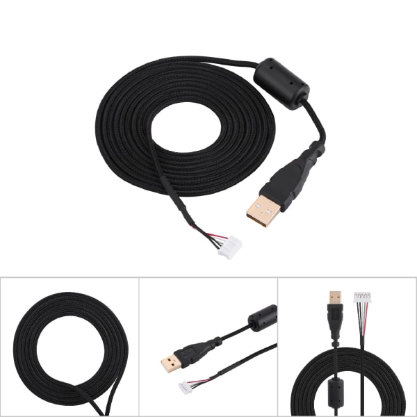 Universal Mouse Cable Braided Line Wire Replacement för Microsoft eller Logitech Line 1 Black