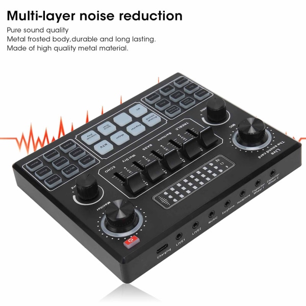 V9 Bluetooth Ljudkort Stereo Audio Mixer för datorspel Mobiltelefon Live Broadcast