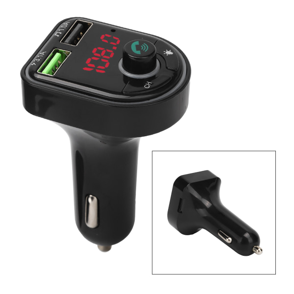 Bil Bluetooth MP3-spelare Multimedia FM-sändare USB -laddare med omgivande ljus