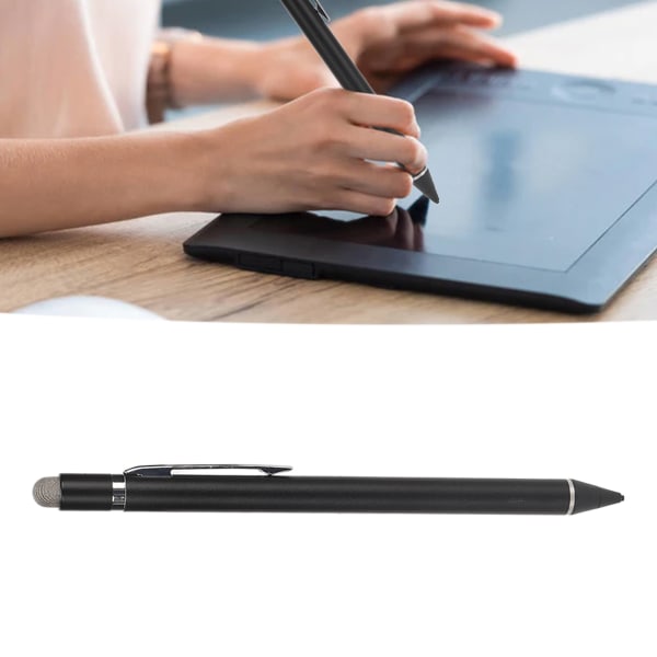 Active Stylus Pen 5V 0,2A Smal Snygg aluminiumlegering Portabel Kapacitiv Stylus Penna med fin spets för mobiltelefon Tablet Svart