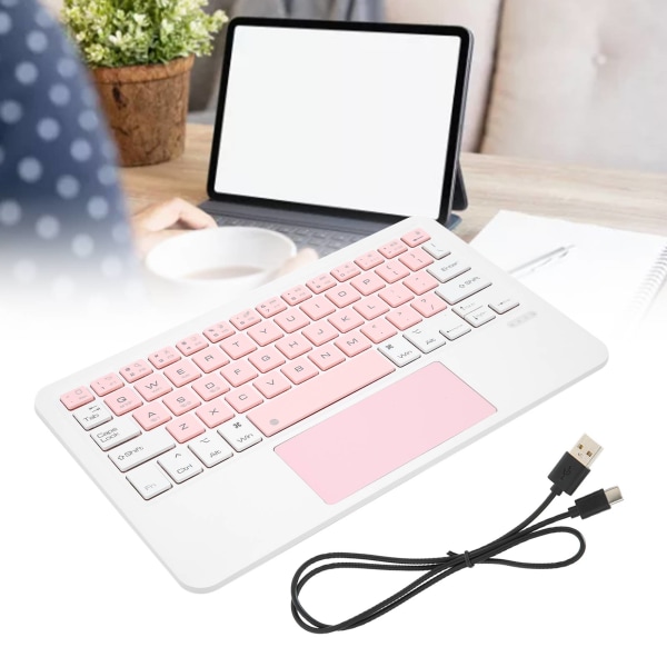 Trådlöst tangentbord Multi Touch Sensitive Operation Litet bärbart uppladdningsbart tangentbord för IOS TabletWhite Pink