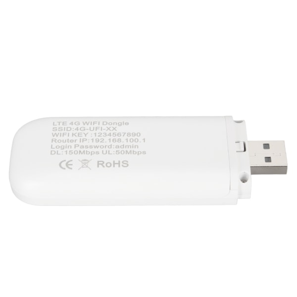 LTE 4G USB MODEM WiFi HotSpot Bärbar Resa Mobil Trådlöst nätverk Minirouter Standard SIM-kortplats Vit