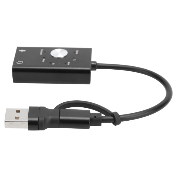 TypeC till ljudljudkort 7.1-kanals bärbar dator extern 2 i 1 ljudkort USB ljudadapter