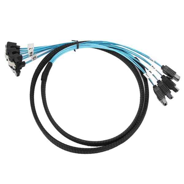 Mini SAS-kabel 4 SATA till 4 SATA rakböjd kabel 6Gbps Anti-interferens Dubbel gruppskärmning SAS-kabel1m / 3,3ft