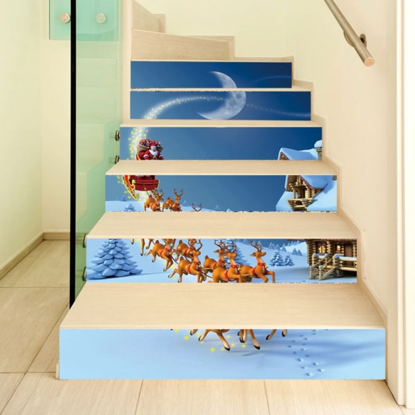 6 st jultema vackert mönster trappklistermärke Golvväggdekor heminredning