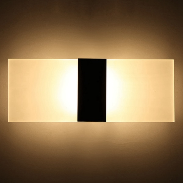 LED Akryl inomhusrum Väggmonterad lampettljus Säng Nattlampa (varmt ljus & svart L)